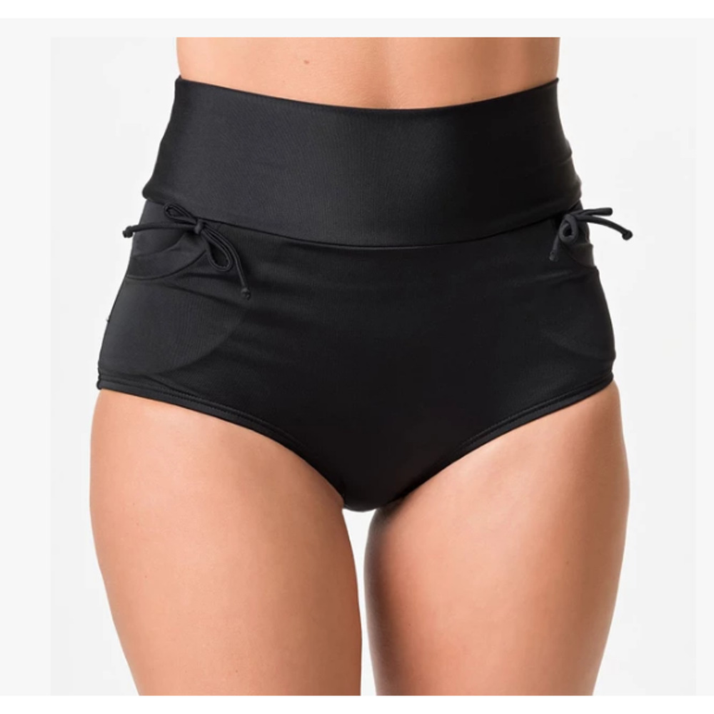 Unique Vintage Solid Black Gilda High Waist Swim Bottom Black Size 3XL
